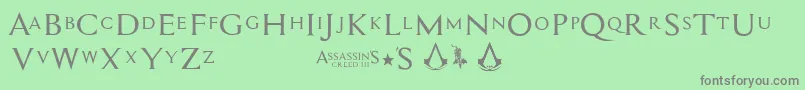 Assassin$-Schriftart – Graue Schriften auf grünem Hintergrund