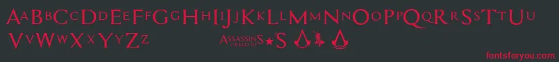 Assassin$-Schriftart – Rote Schriften auf schwarzem Hintergrund