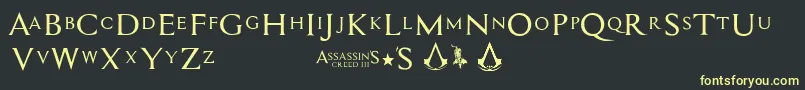 Assassin$-Schriftart – Gelbe Schriften auf schwarzem Hintergrund
