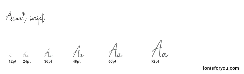 Assault script Font Sizes