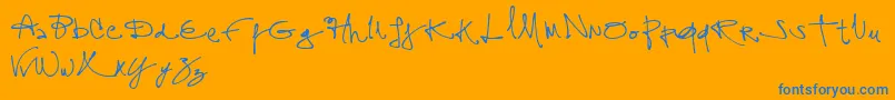 ASSIGN  -Schriftart – Blaue Schriften auf orangefarbenem Hintergrund