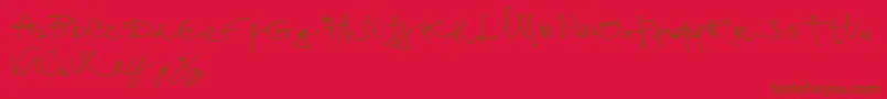 ASSIGN  -Schriftart – Braune Schriften auf rotem Hintergrund