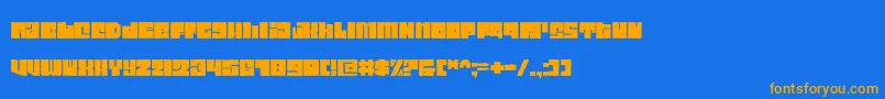 フォントCharacteristic – オレンジ色の文字が青い背景にあります。