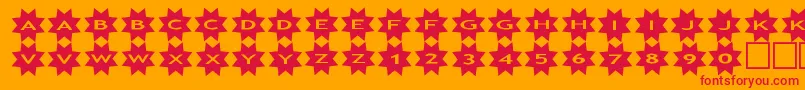 Czcionka asstars3 – czerwone czcionki na pomarańczowym tle
