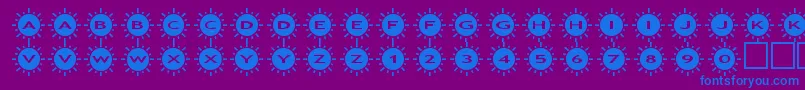 Fonte assunshine2 – fontes azuis em um fundo violeta