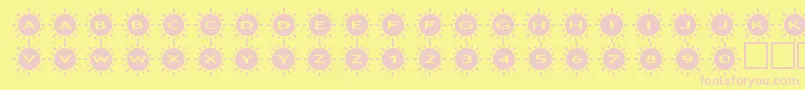 assunshine2-Schriftart – Rosa Schriften auf gelbem Hintergrund