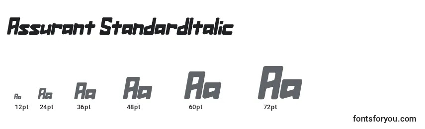 Размеры шрифта Assurant StandardItalic