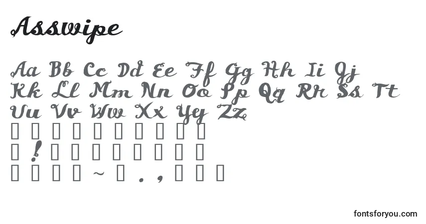 Schriftart Asswipe (120116) – Alphabet, Zahlen, spezielle Symbole