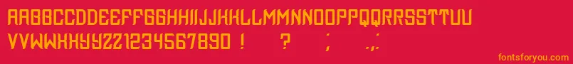 フォントAssyrian – 赤い背景にオレンジの文字