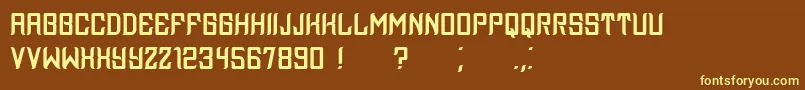 Assyrian-Schriftart – Gelbe Schriften auf braunem Hintergrund