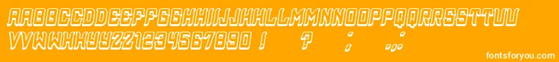Assyrian3D Italic-Schriftart – Weiße Schriften auf orangefarbenem Hintergrund