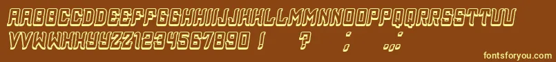 Assyrian3D Italic-Schriftart – Gelbe Schriften auf braunem Hintergrund