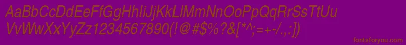 TexgyreheroscnItalic Font – Brown Fonts on Purple Background
