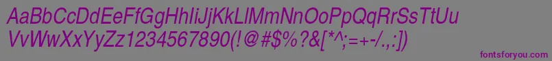 TexgyreheroscnItalic Font – Purple Fonts on Gray Background