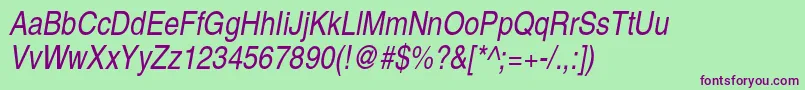 TexgyreheroscnItalic Font – Purple Fonts on Green Background