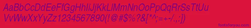TexgyreheroscnItalic Font – Purple Fonts on Red Background