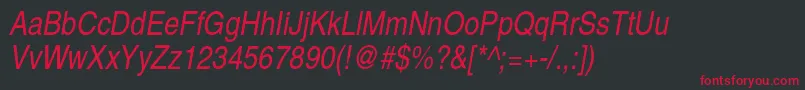 TexgyreheroscnItalic Font – Red Fonts on Black Background