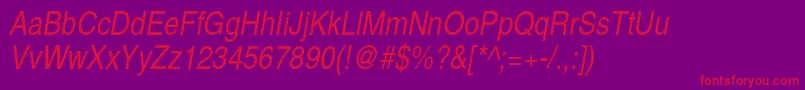 TexgyreheroscnItalic Font – Red Fonts on Purple Background
