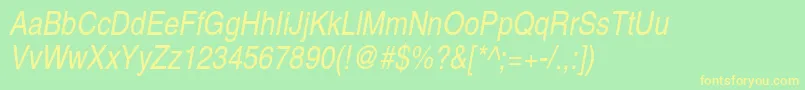 TexgyreheroscnItalic Font – Yellow Fonts on Green Background