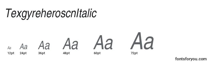 TexgyreheroscnItalic Font Sizes