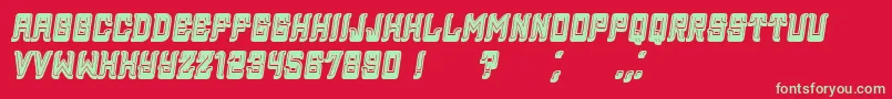 Fonte Assyrian3DFilled Italic – fontes verdes em um fundo vermelho