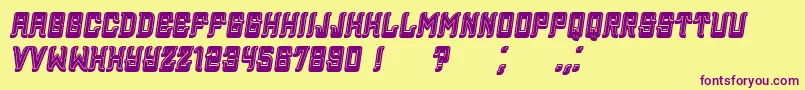 Assyrian3DFilled Italic-Schriftart – Violette Schriften auf gelbem Hintergrund