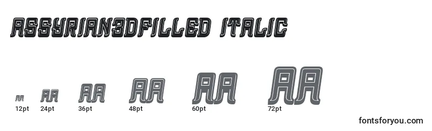 Tailles de police Assyrian3DFilled Italic