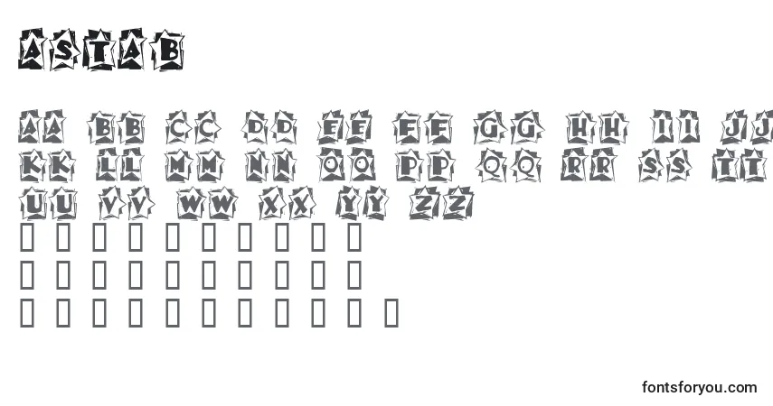 A fonte ASTAB    (120123) – alfabeto, números, caracteres especiais