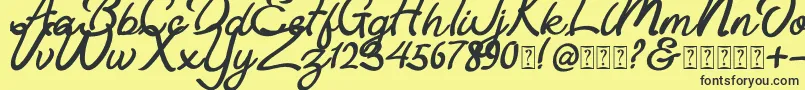 Fonte Astania Script – fontes pretas em um fundo amarelo