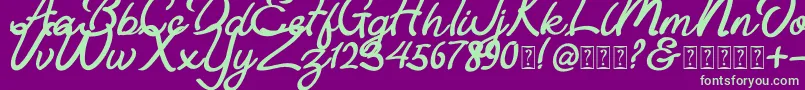 Astania Script Font – Green Fonts on Purple Background