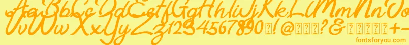 Astania Script Font – Orange Fonts on Yellow Background