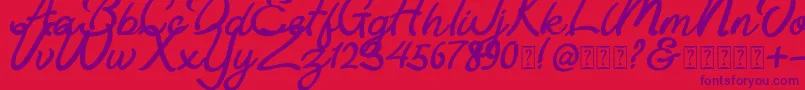 Fonte Astania Script – fontes roxas em um fundo vermelho