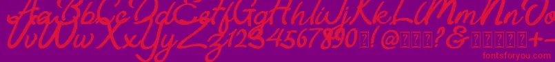 Astania Script Font – Red Fonts on Purple Background