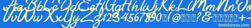 Astania Script Font – Yellow Fonts on Blue Background