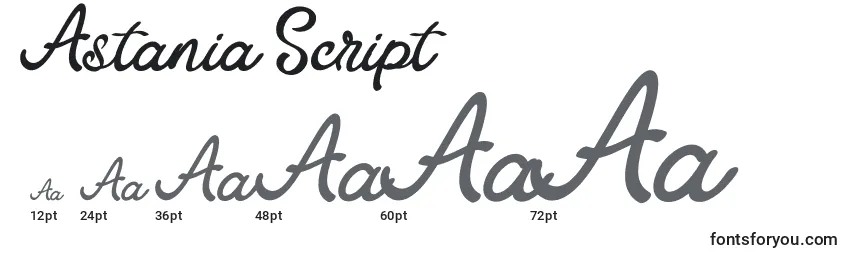 Astania Script-fontin koot