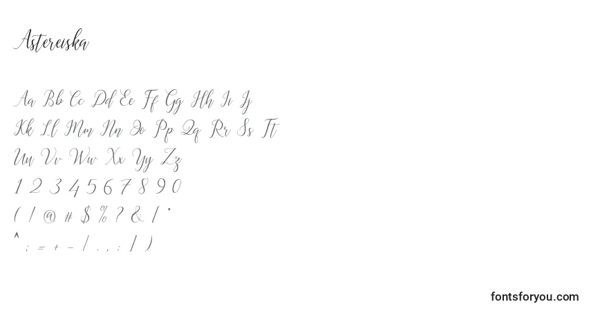 Schriftart Astereiska – Alphabet, Zahlen, spezielle Symbole
