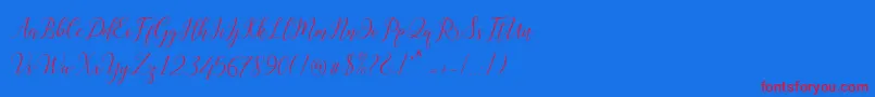 Astereiska-Schriftart – Rote Schriften auf blauem Hintergrund