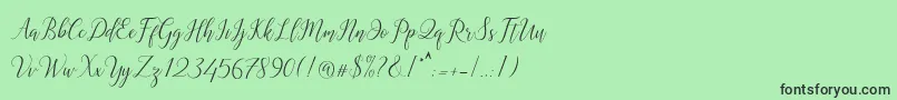 フォントAstereiska – 緑の背景に黒い文字