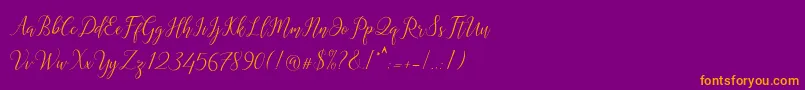 Astereiska-Schriftart – Orangefarbene Schriften auf violettem Hintergrund