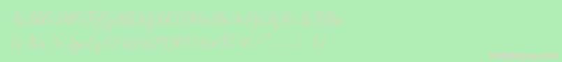 フォントAstereiska – 緑の背景にピンクのフォント