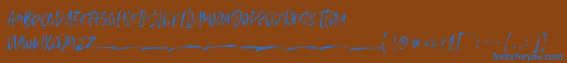 Asteriska Personal Use-Schriftart – Blaue Schriften auf braunem Hintergrund