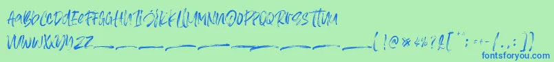 Asteriska Personal Use Font – Blue Fonts on Green Background