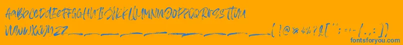 Asteriska Personal Use-Schriftart – Blaue Schriften auf orangefarbenem Hintergrund