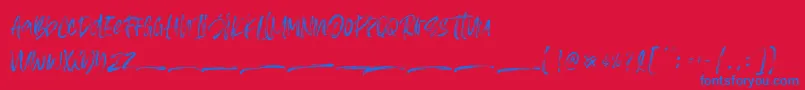 フォントAsteriska Personal Use – 赤い背景に青い文字