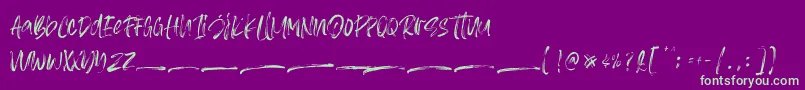 Asteriska Personal Use-Schriftart – Grüne Schriften auf violettem Hintergrund