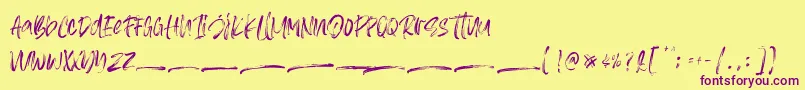 Asteriska Personal Use-Schriftart – Violette Schriften auf gelbem Hintergrund
