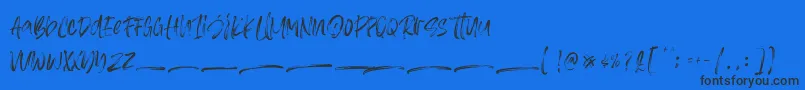 フォントAsteriska Personal Use – 黒い文字の青い背景