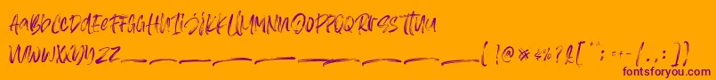 Asteriska Personal Use-Schriftart – Violette Schriften auf orangefarbenem Hintergrund