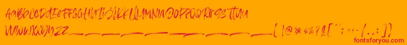 Asteriska Personal Use-Schriftart – Rote Schriften auf orangefarbenem Hintergrund