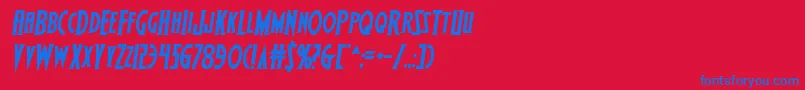 フォントWolfsbane2iisemiital – 赤い背景に青い文字